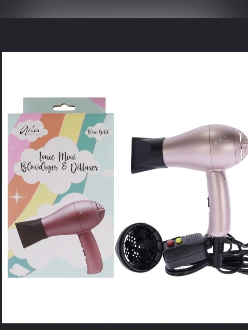 ARIA BEAUTY Rose Gold Mini Blowdryer And Diffuser